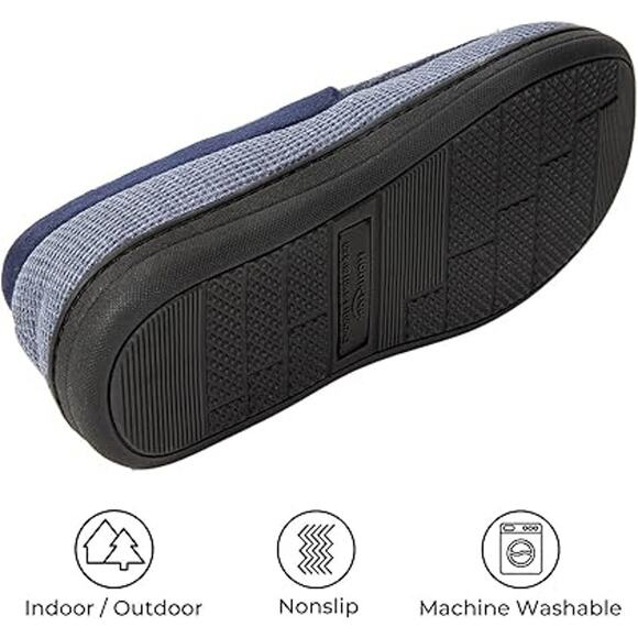 New HomeTop Mens 11 Denim Blue Memory Foam Non Slip Machine Washable Slippers - Picture 4 of 6